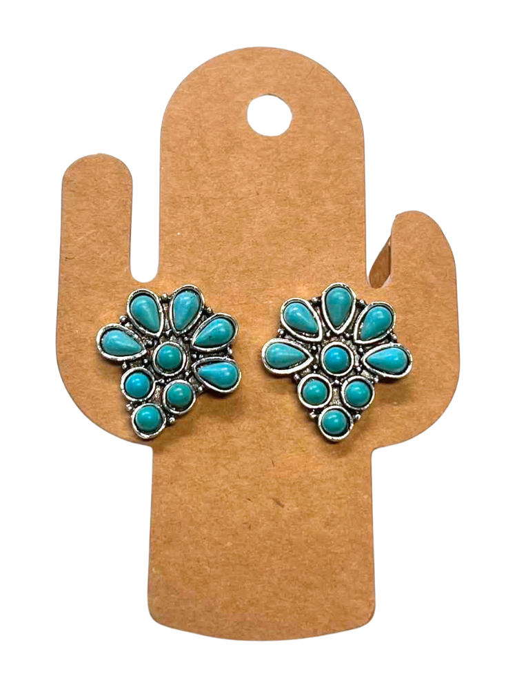 Western Turquoise Flower Earrings