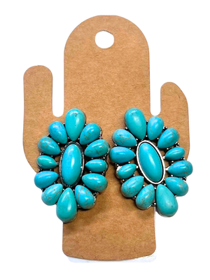 Western Turquoise Flower Earrings