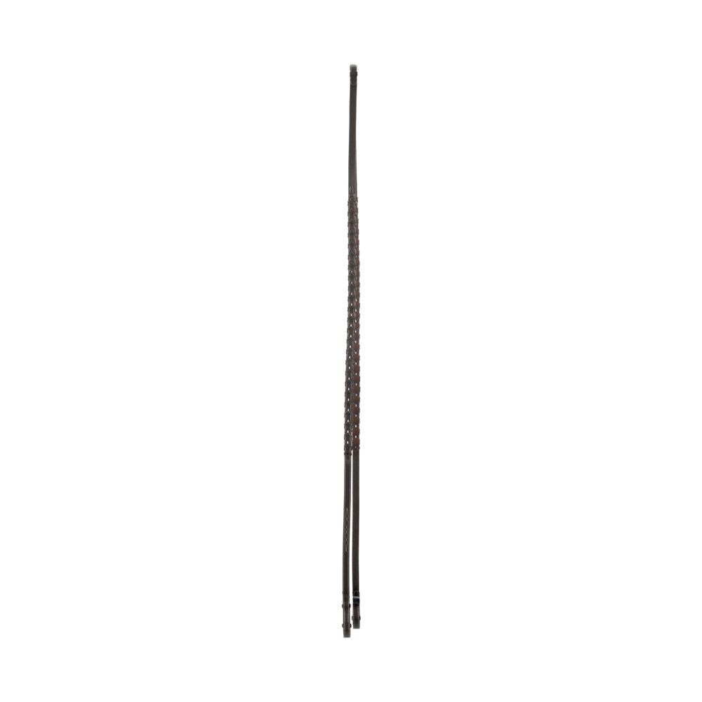 Rênes Fendues Cuir Tressé - Huilé Marron - Taille Cheval - Neuves